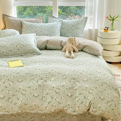 Pure Cotton Duvet Cover Comforter Quilt Blanket Case Zipper Flower Simple Princess Queen King Double Size White Quilt Cover INS