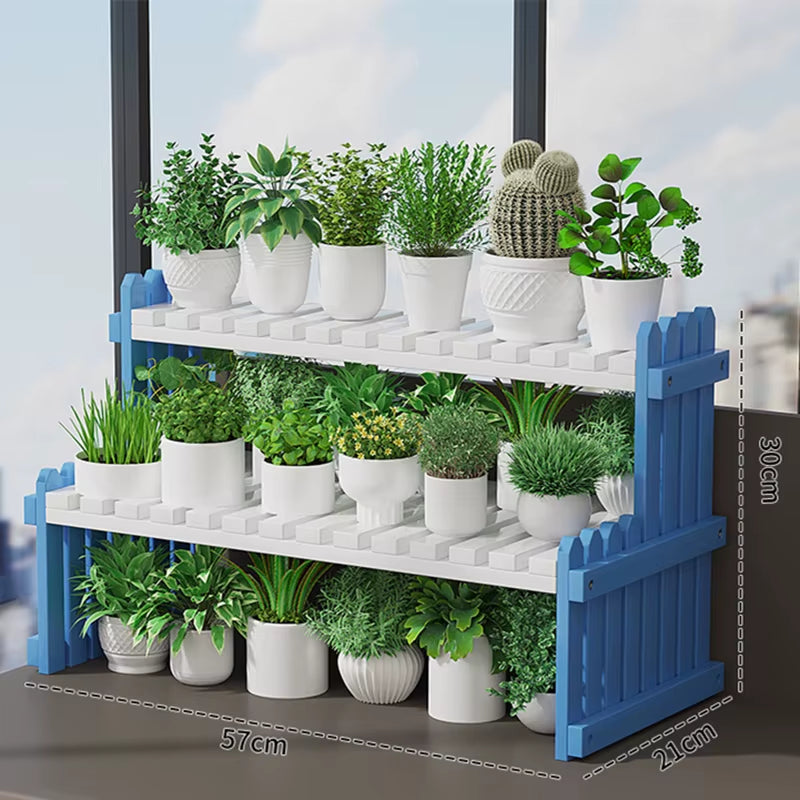 2Tier Flower Pot Plant Display Stand, Natural Bamboo Plant Shelf, Modern Decorative for Plant Stand, Book Plant Pot Storage Rack