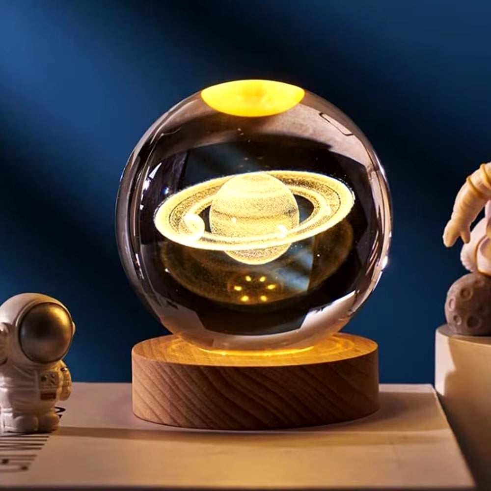 3D Crystal Ball Lamp Laser Engraved Galaxy Planet Moon Saturn LED Night Light Home Decor Valentine'S Day Father'S Day Gift
